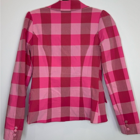 Autres Filles Pink Plaid puff shoulder Women's Blazer size small - Picture 8 of 9